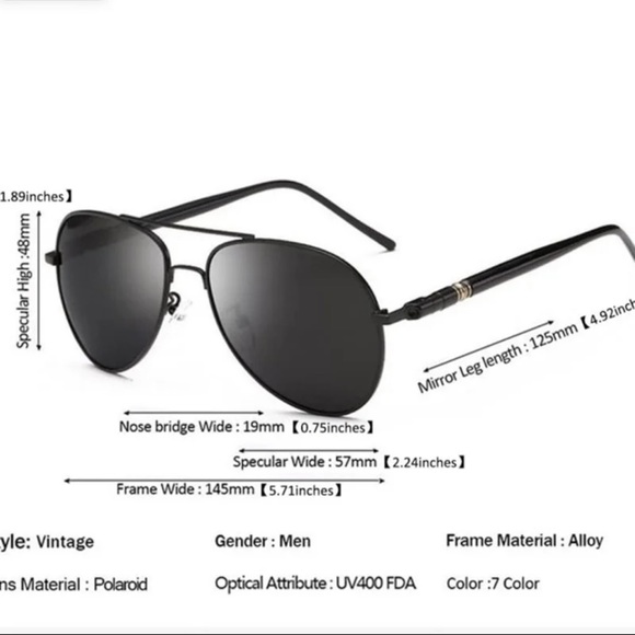 Mens Metal Aviator Sunglasses Gunmetal Gray Frames Polarized Lenses New - Picture 7 of 8